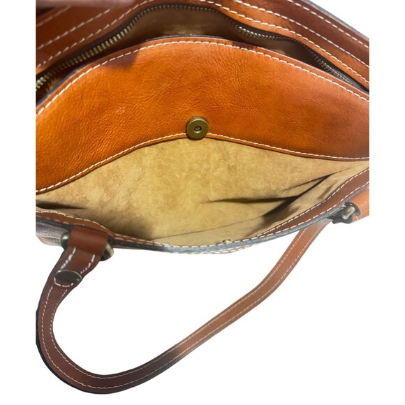 Patricia Nash Leather Poppy Tote Bag Tan Italian-Style Handbag - Picture 8 of 13